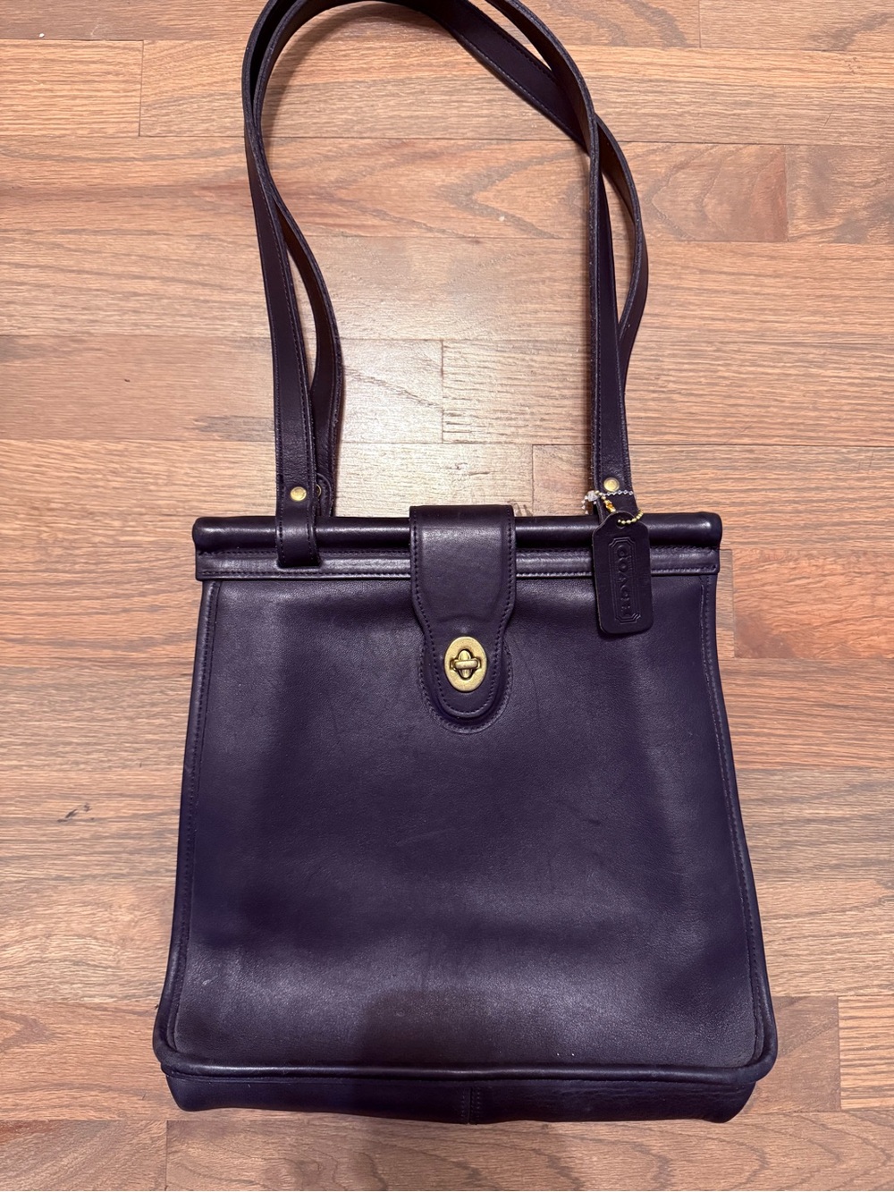 Vintage Coach Black Leather Weston Shopper Shoulder Bag